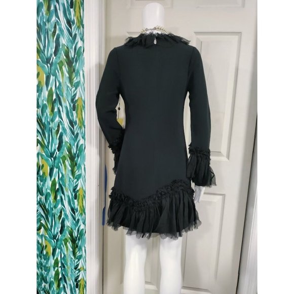 NWT Alexis Bell Sleeve Ruffle Trim A-Line Mini Dress Black Women's Size XS - Picture 3 of 16